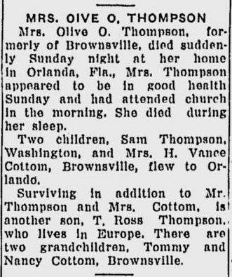 Olive D. Thompson obit